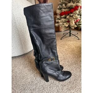 Chloé Prince Paddington Black Leather Buckle Strap Knee-High Boots Size 40/9.5